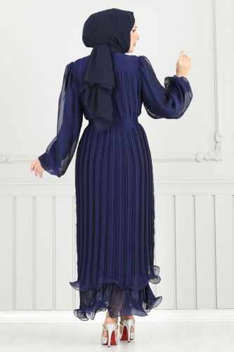 moda selvim فستان سهرة كحلي 5689EDF311 - Thumbnail