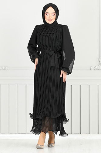 moda selvim Evening Dress 5689END900-M Black - Thumbnail