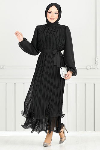 moda selvim Evening Dress 5689END900-M Black - Thumbnail