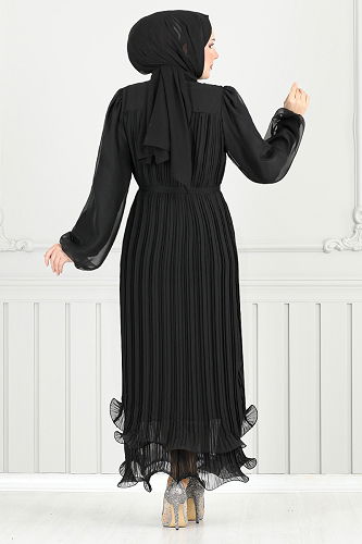 moda selvim Evening Dress 5689END900-M Black - Thumbnail