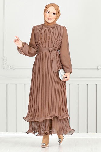 moda selvim Evening Dress 5689END900-M Copper - Thumbnail