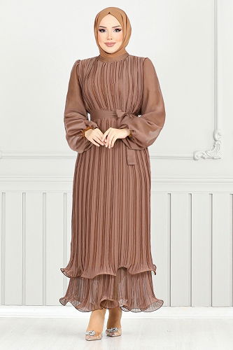 moda selvim Evening Dress 5689END900-M Copper - Thumbnail