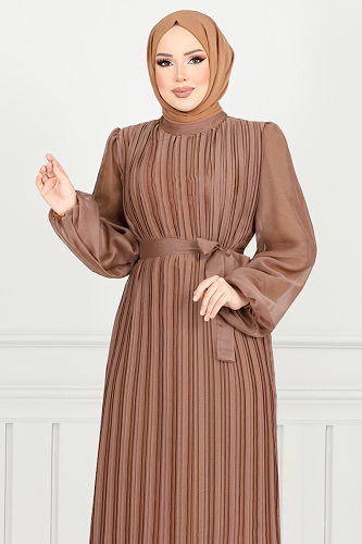 moda selvim Evening Dress 5689END900-M Copper - Thumbnail