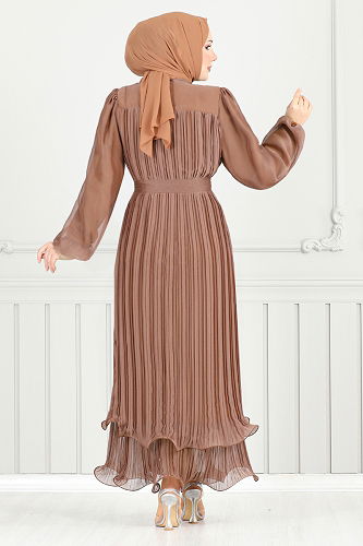 moda selvim Evening Dress 5689END900-M Copper - Thumbnail