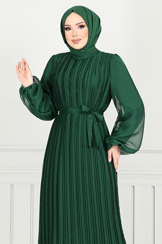 moda selvim Evening Dress 5689END900-M Emerald - Thumbnail