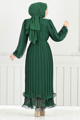 moda selvim Evening Dress 5689END900-M Emerald - Thumbnail