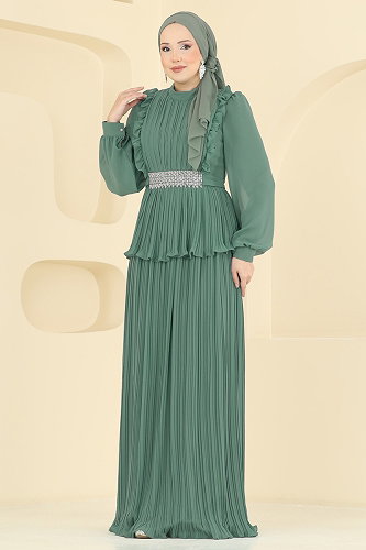 moda selvim Evening Dress 5690DMNK1166 Mint - Thumbnail