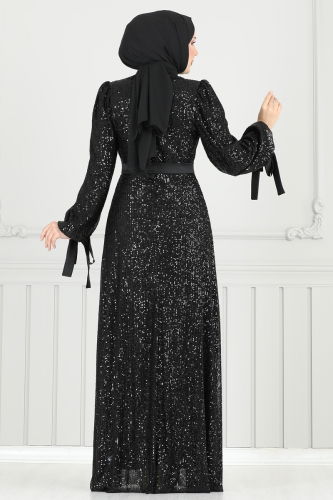 moda selvim فستان سهرة أسود 5690EDF311 - Thumbnail