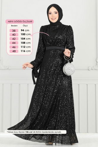 moda selvim فستان سهرة أسود 5690EDF311 - Thumbnail