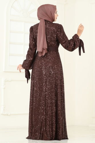 moda selvim فستان سهرة بني 5690EDF311 - Thumbnail
