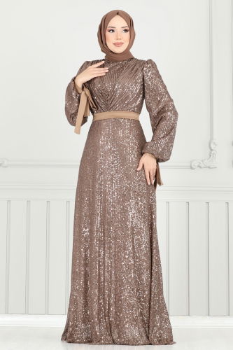 moda selvim Evening Dress 5690EDF311 Dark Vision - Thumbnail
