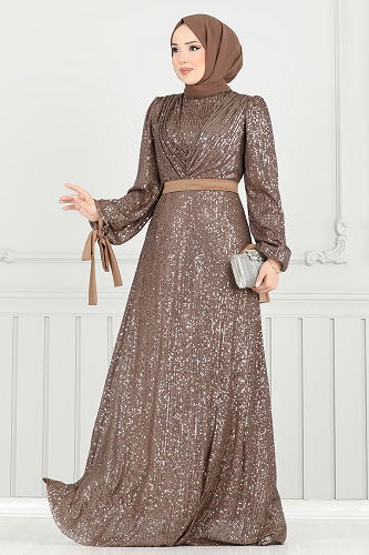moda selvim فستان سهرة بيج غامق 5690EDF311 - Thumbnail