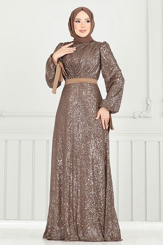 moda selvim فستان سهرة بيج غامق 5690EDF311 - Thumbnail