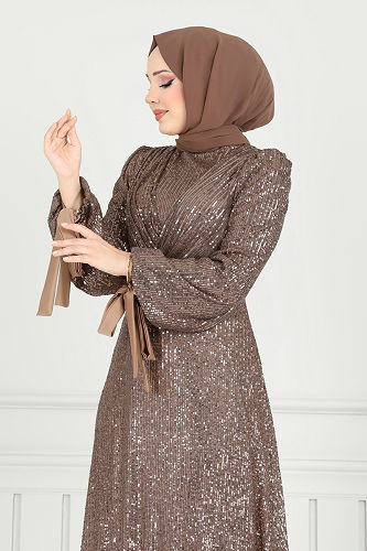 moda selvim فستان سهرة بيج غامق 5690EDF311 - Thumbnail