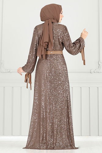 moda selvim فستان سهرة بيج غامق 5690EDF311 - Thumbnail