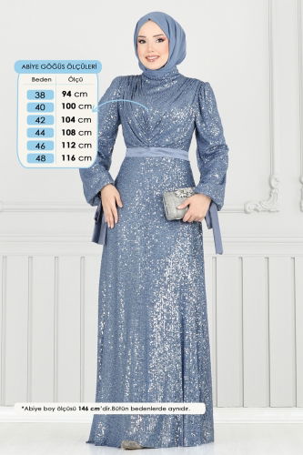 moda selvim فستان سهرة ازرق 5690EDF311 - Thumbnail