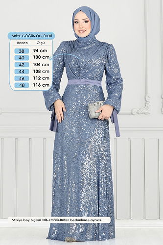 moda selvim فستان سهرة ازرق 5690EDF311 - Thumbnail