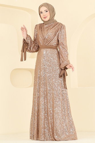 moda selvim Evening Dress 5690EDF311 Vision - Thumbnail
