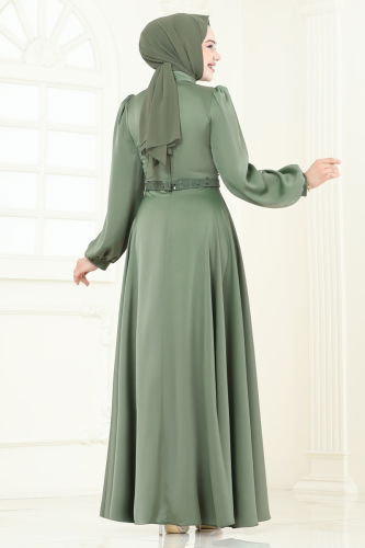 moda selvim فستان سهرة اخضر عفني 5691EDF311 - Thumbnail