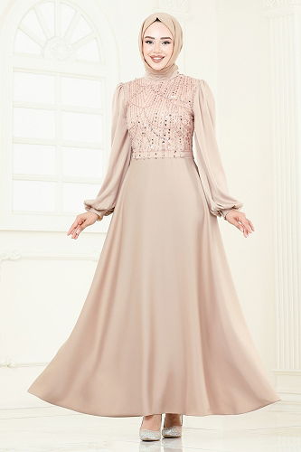 moda selvim Evening Dress 5691EDF311 Light Vision - Thumbnail