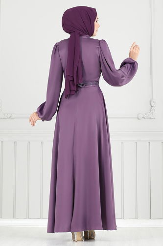 moda selvim فستان سهرة ليلكي 5691EDF311 - Thumbnail