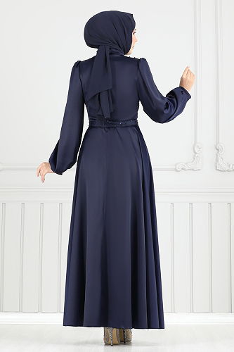 moda selvim فستان سهرة كحلي 5691EDF311 - Thumbnail