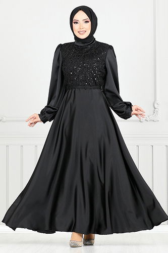 moda selvim Evening Dress 5691END900-M Black - Thumbnail