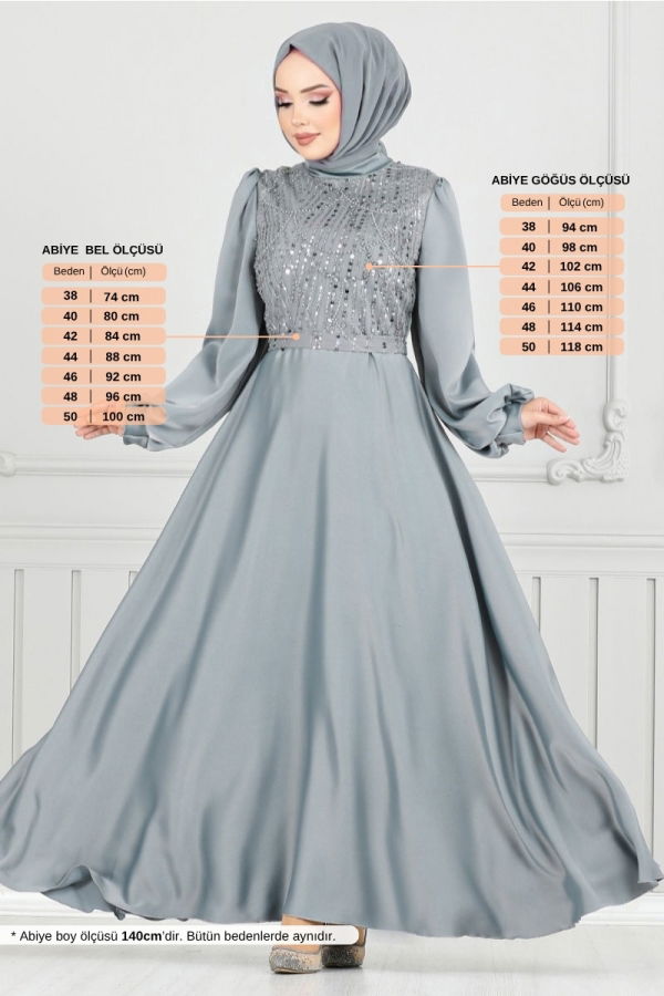 Modaselvim NET 20%+20% DISCOUNT IN THE CARD Evening Dress 5691END900-M Gray