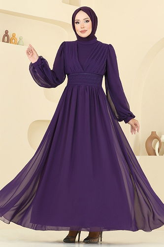 moda selvim فستان سهرة أرجواني 5694EDF311 - Thumbnail