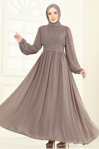 moda selvim فستان سهرة بيج 5694EDF311 - Thumbnail