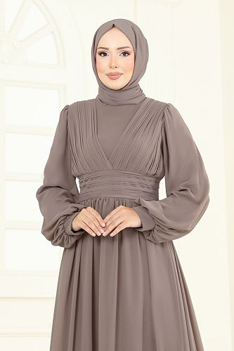 moda selvim فستان سهرة بيج 5694EDF311 - Thumbnail