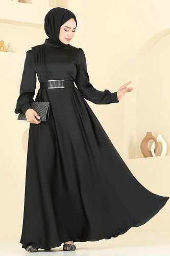 moda selvim فستان سهرة أسود 5695EDF311 - Thumbnail