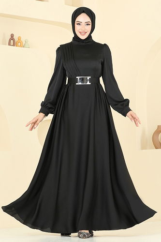 moda selvim فستان سهرة أسود 5695EDF311 - Thumbnail