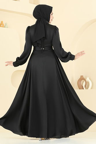 moda selvim فستان سهرة أسود 5695EDF311 - Thumbnail