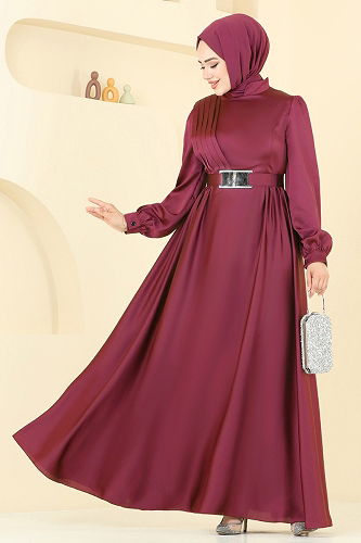 moda selvim فستان سهرة خمري 5695EDF311 - Thumbnail