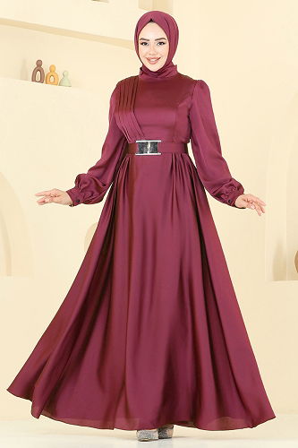 moda selvim فستان سهرة خمري 5695EDF311 - Thumbnail