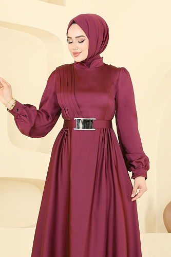 moda selvim فستان سهرة خمري 5695EDF311 - Thumbnail