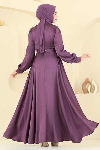 moda selvim فستان سهرة ليلكي غامق 5695EDF311 - Thumbnail