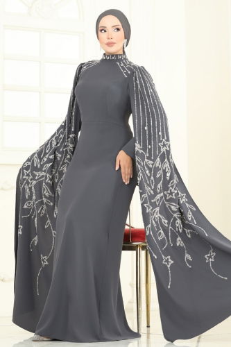 E.D.F. - فستان سهرة رمادي غامق 5696EDF311