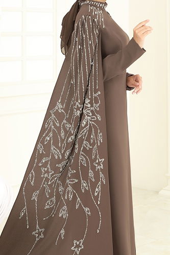 moda selvim فستان سهرة بيج غامق 5696EDF311 - Thumbnail