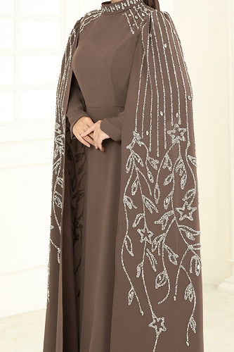 moda selvim فستان سهرة بيج غامق 5696EDF311 - Thumbnail