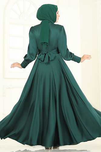 moda selvim فستان سهرة زيتي 5697EDF311 - Thumbnail