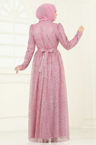 moda selvim Evening Dress 5699EDF311 Powder - Thumbnail