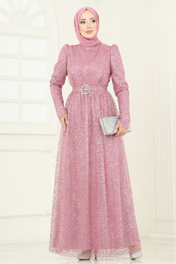 Modaselvim خصم صافٍ20%+20% في سلة التسوق فستان سهرة بيج وردي 5699EDF311