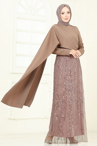 moda selvim Evening Dress 5700EDF311 Vision - Thumbnail