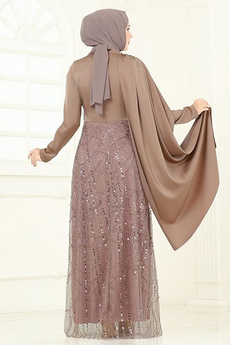 moda selvim Evening Dress 5700EDF311 Vision - Thumbnail