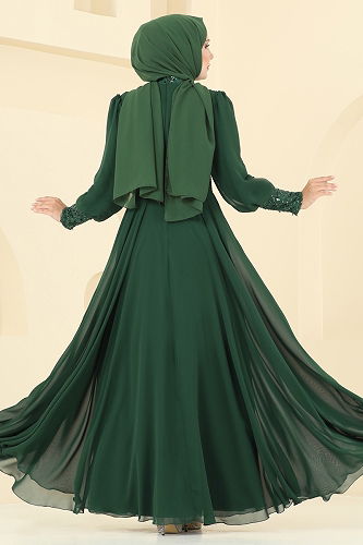 moda selvim فستان سهرة زيتي 5703EDF311 - Thumbnail