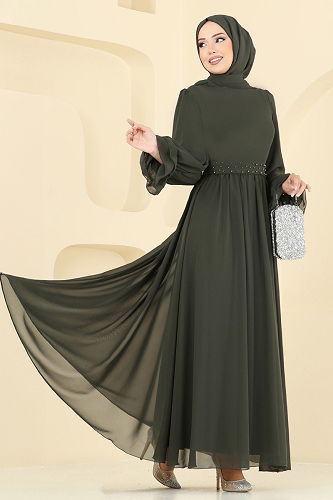 moda selvim فستان سهرة اخضر عفني 5706EDF311 - Thumbnail