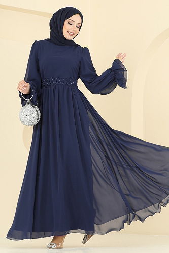 moda selvim فستان سهرة كحلي 5706EDF311 - Thumbnail