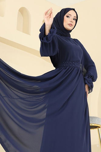 moda selvim فستان سهرة كحلي 5706EDF311 - Thumbnail